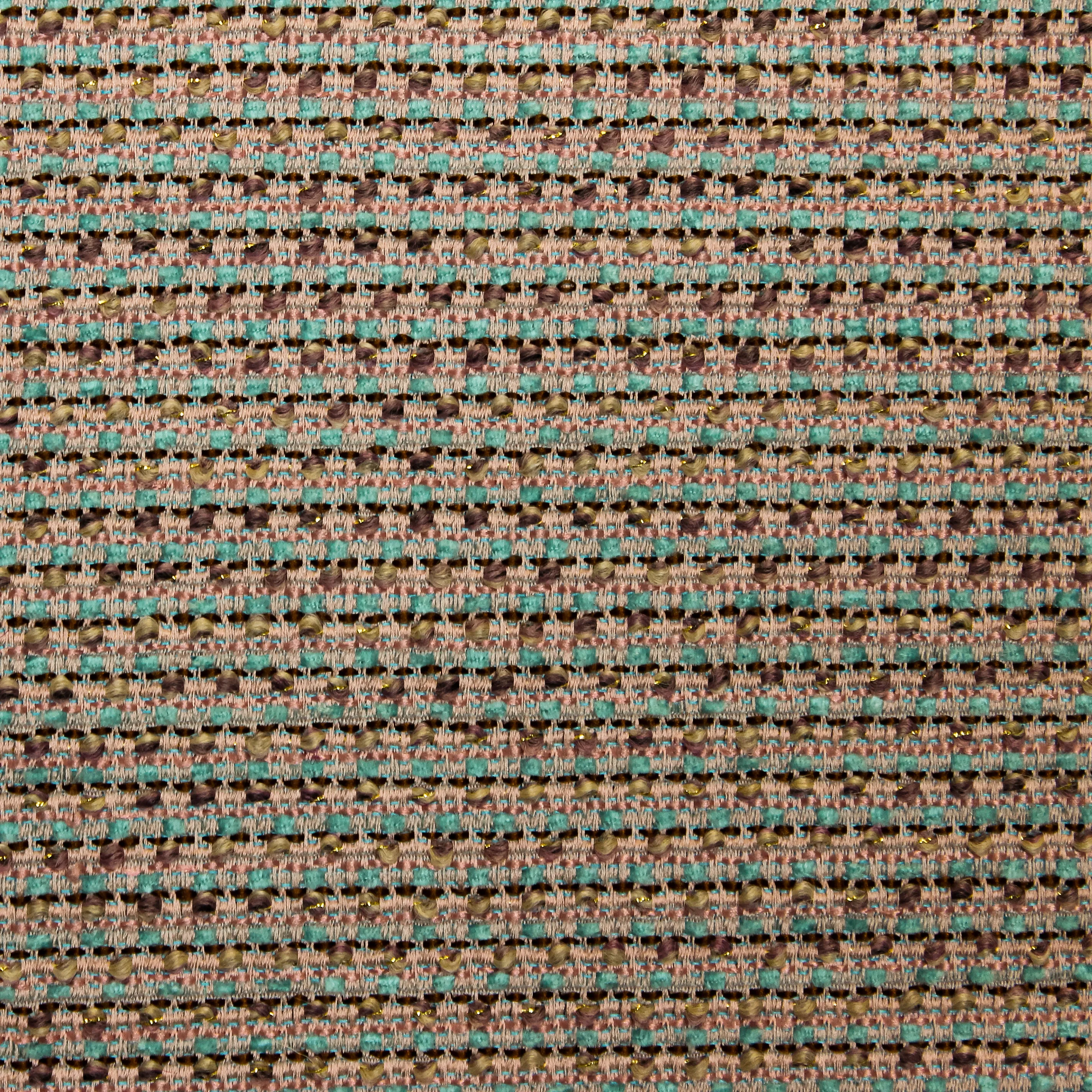 Jacquard chanelstof taupe met lichtblauwe details